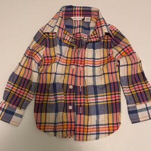 Janie and Jack Multicolor Plaid Button Down Shirt toddler baby boy 12-18 months